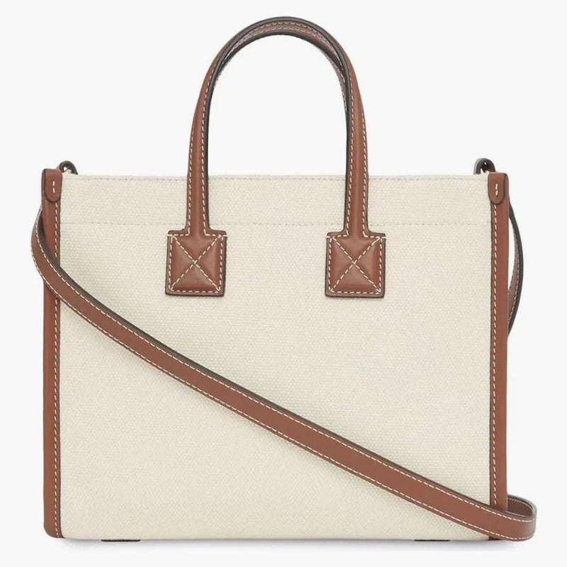 Burberry Mini Tvåfärgad duk Freya Dead Bag Natural/Tan