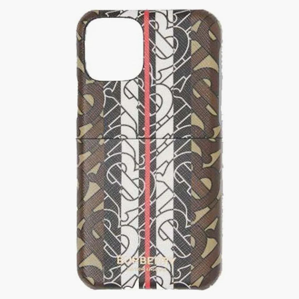 Burberry Monogram plátno a kožená iPhone 11 Pro Phone pouzdro hnědé/bílé/černé