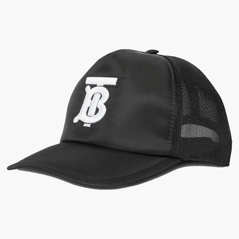 Burberry Monogram Embroidered Trucker Cap Black/White