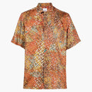 Burberry Monogram Map Print Silk Shirt Bright Orange/Multi