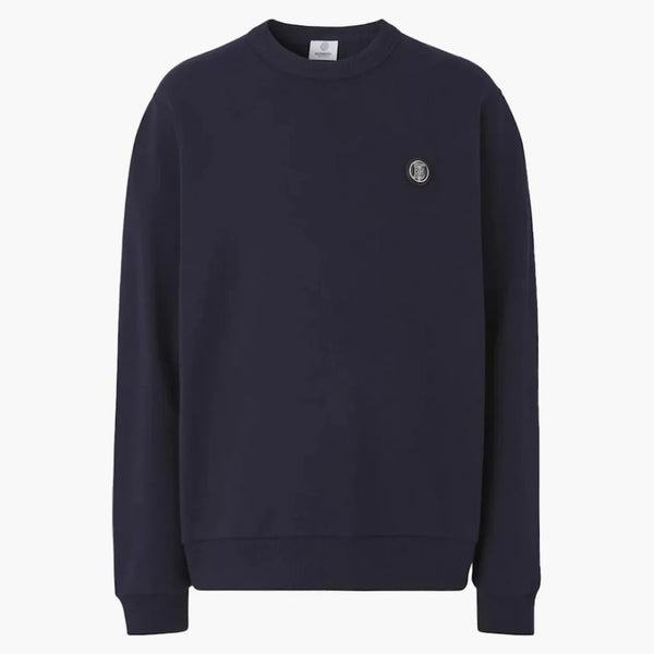 Burberry Monogram Motiv Applique Cotton Sweatshirt Navy