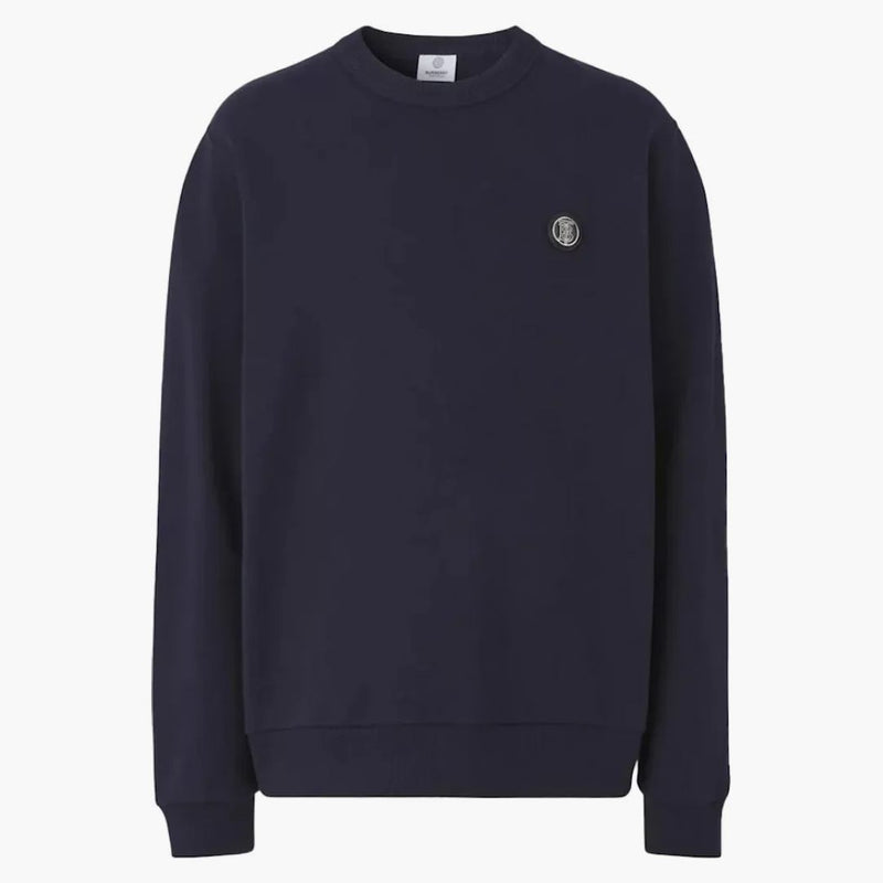 Burberry Monogram Motiv Applique Cotton Sweatshirt Navy