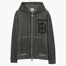 Burberry Monogram Motif Cotton Oversized Zip Hoodie Charcoal Gray