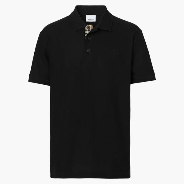 Burberry monogram motiv bomull pique polo svart/arkiv beige