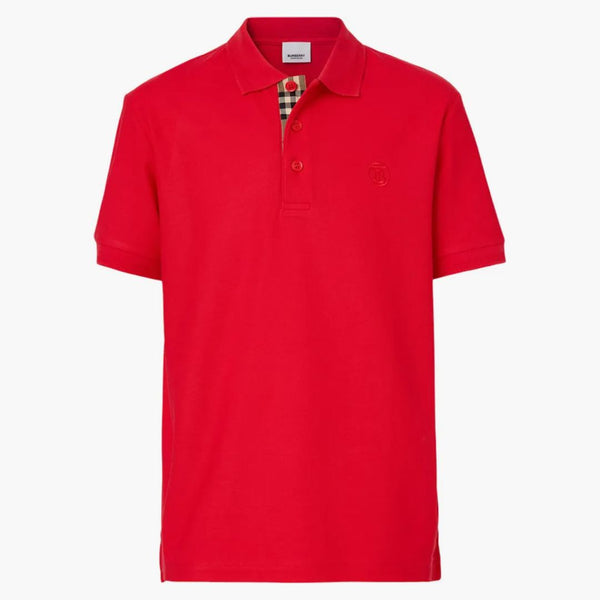 Burberry monogram motiv bomull pique polo ljusröd/arkiv beige