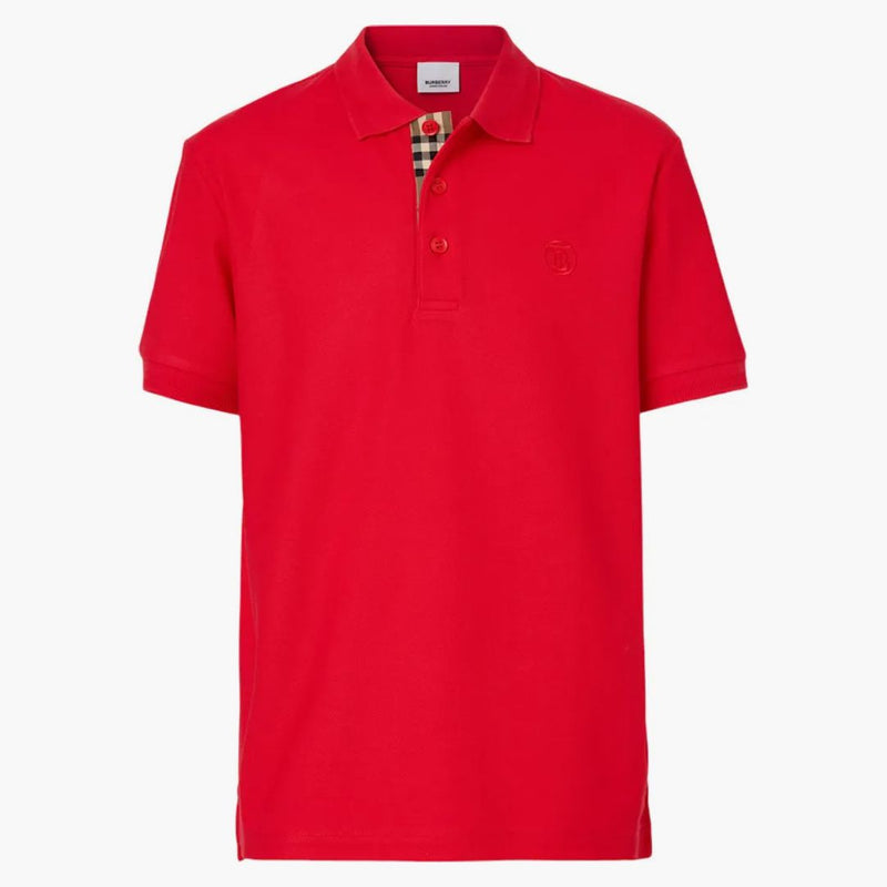 Burberry monogram motiv bomull pique polo ljusröd/arkiv beige