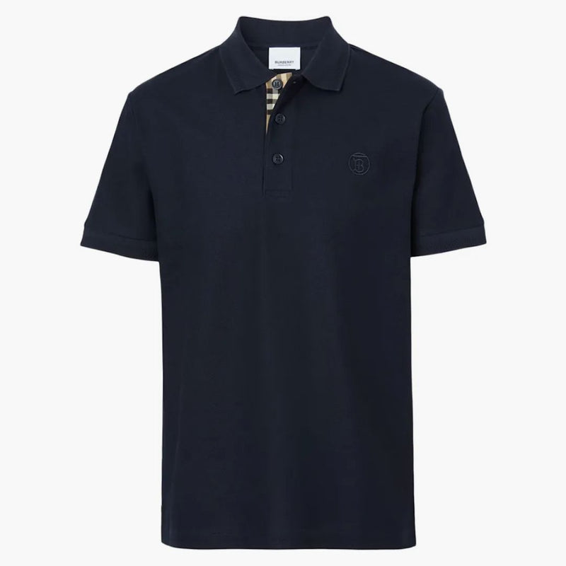 Motro monogramma burberry cotone pique polo caol blu/archivio beige