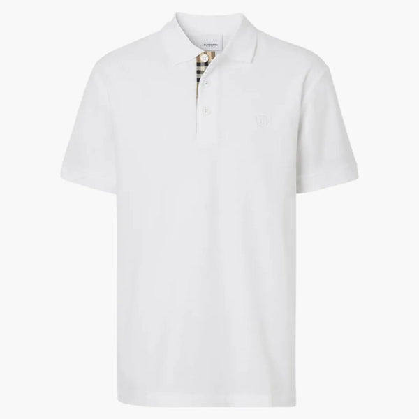 Burberry monogram motiv bomull pique polo vit/arkiv beige