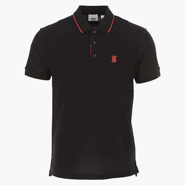 Motivo monogramma Burberry Piqué Cotton Polo Shirt Nero