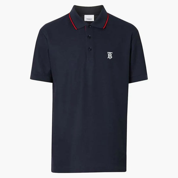 Motivo monogramma Burberry Piqué Cotton Polo Shirt Navy