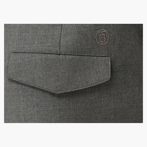 Burberry Monogram Motif Wool Tailored Trousers Grey