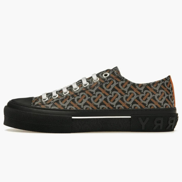 Burberry Monogram Pattern Low Top Black Orange Canvas