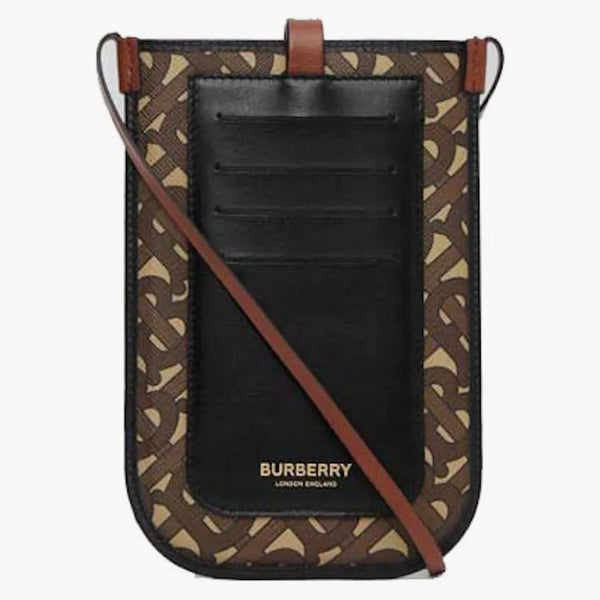 Burberry Monogram Print e-Canvas-kort och telefonfodral med rembryggan Brown