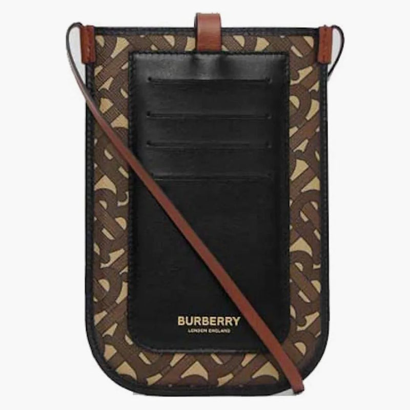 Burberry Monogram Print e-Canvas-kort och telefonfodral med rembryggan Brown