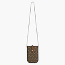 Burberry Monogram Print E-Canvas Card and Phone Case with Strap Bridle Brown