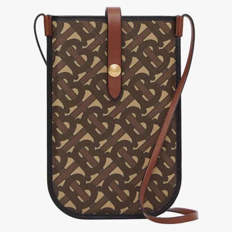 Burberry Monogram Print e-Canvas-kort och telefonfodral med rembryggan Brown