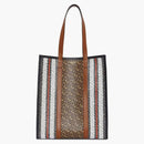 Burberry Monogram-Stripe E-Canvas Portrait Bag Brown Multi