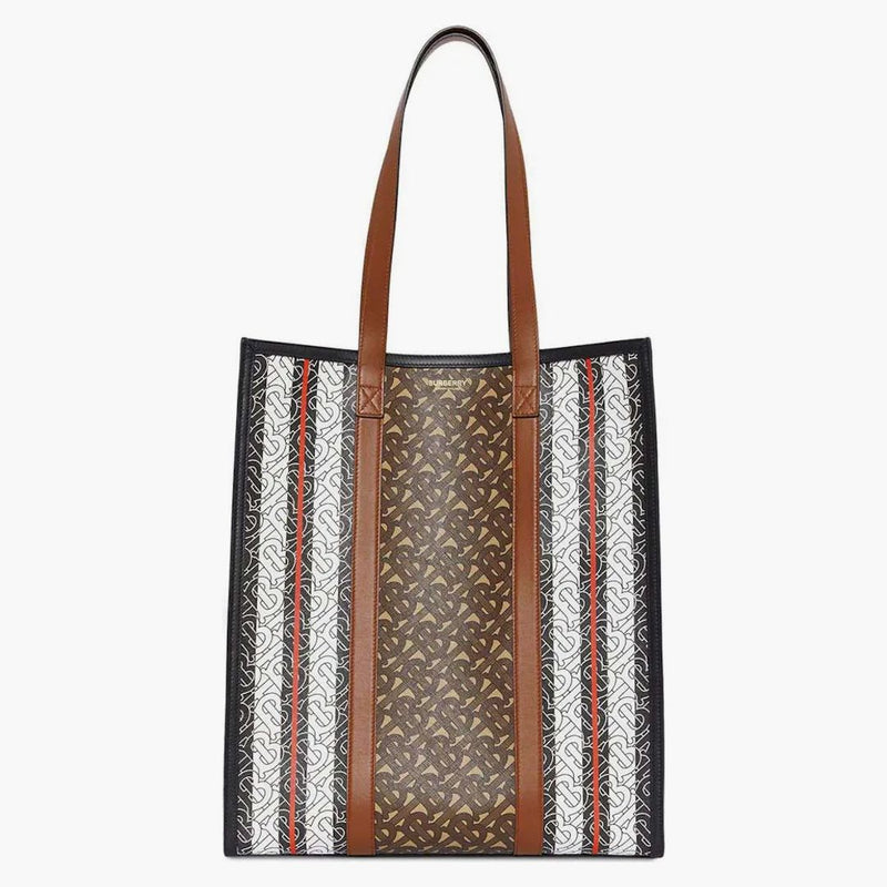 Burberry Monogram-stripe E-Canvas Portrait Bag Brown Multi