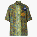Burberry Mulberry Silk Fish Scale Shirt Green