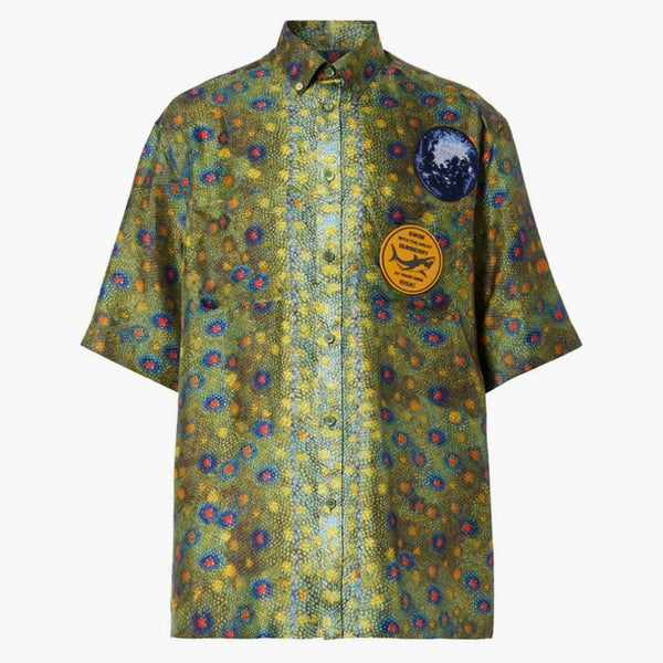 Burberry Mulberry Silk Pesp Scala Camiseta Verde