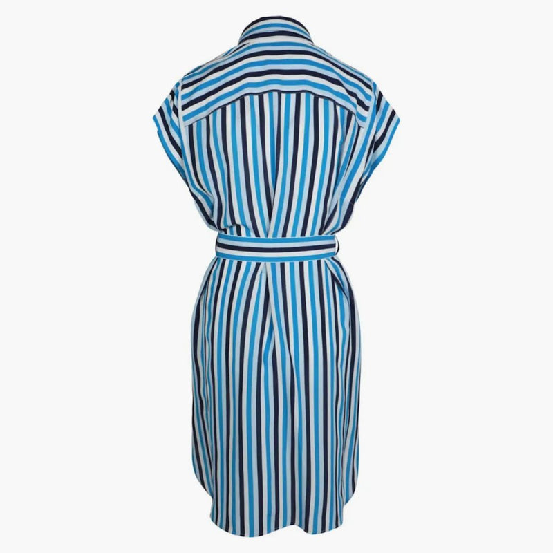 Burberry Nella Striped Shirt Dress Blue