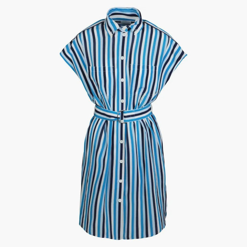 Burberry Nella Striped Shirt Dress Blue