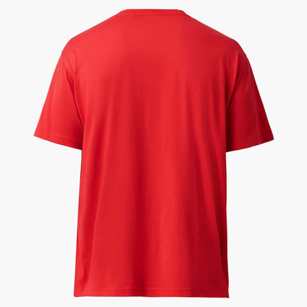 T-shirt di oversize di cotone con foglia di quercia di burberry rosso vivo