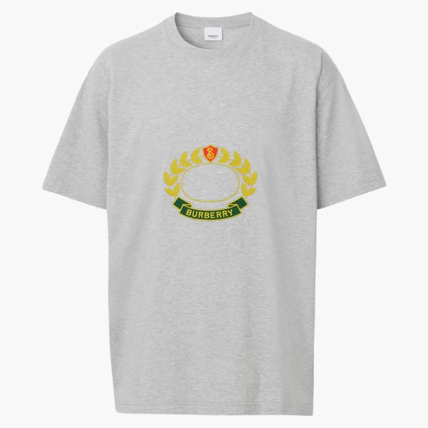 Burberry Oak Leaf Crest Cotton Overszeze T-shirt Grigio pallido Melange
