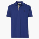 Burberry Oxford Logo Embroidered Polo Shirt Blue
