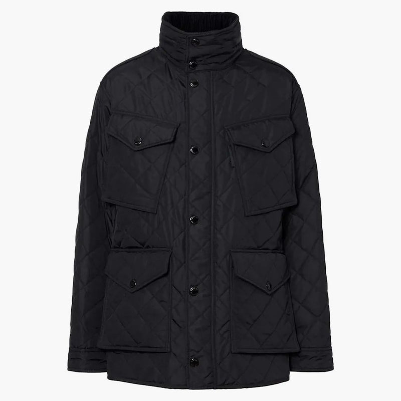 Burberry Packaway Hood Quilted Thermoregulated Field Jacket Black