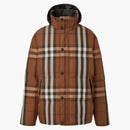 Burberry Packaway Hood Reverzibilní kontrola nylonového vyrovnávacího budovy Dark Birch Brown