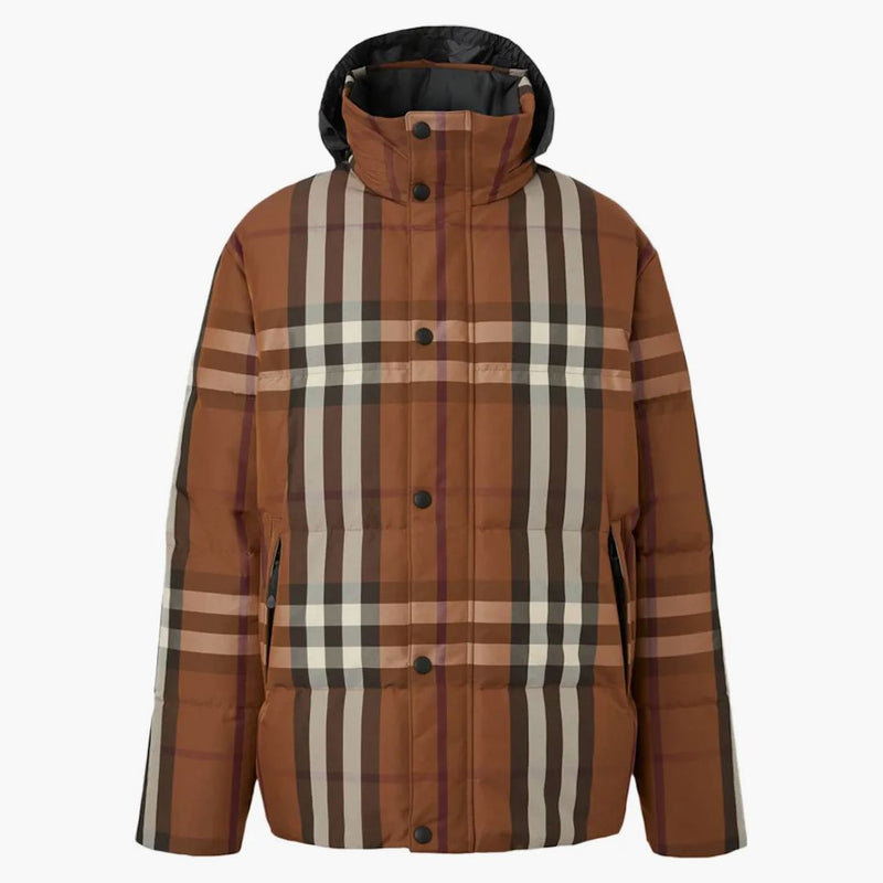 Burberry Packaway Hood Reversible Check Nylon Buffer Jacket Dark Birch Brown