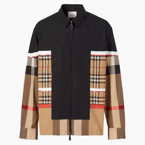 Burberry Patchwork Controllare il beige dell'archivio della camicia con cerniera di cotone