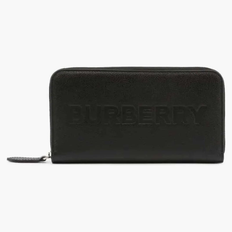Burberry Porter läder klaff kontinental lång plånbok svart
