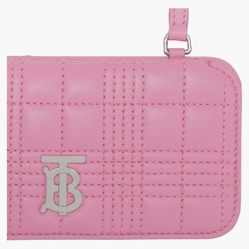 Burberry quiltad lammskinn lola iPhone 13 Pro telefonfodral med rems primrose rosa