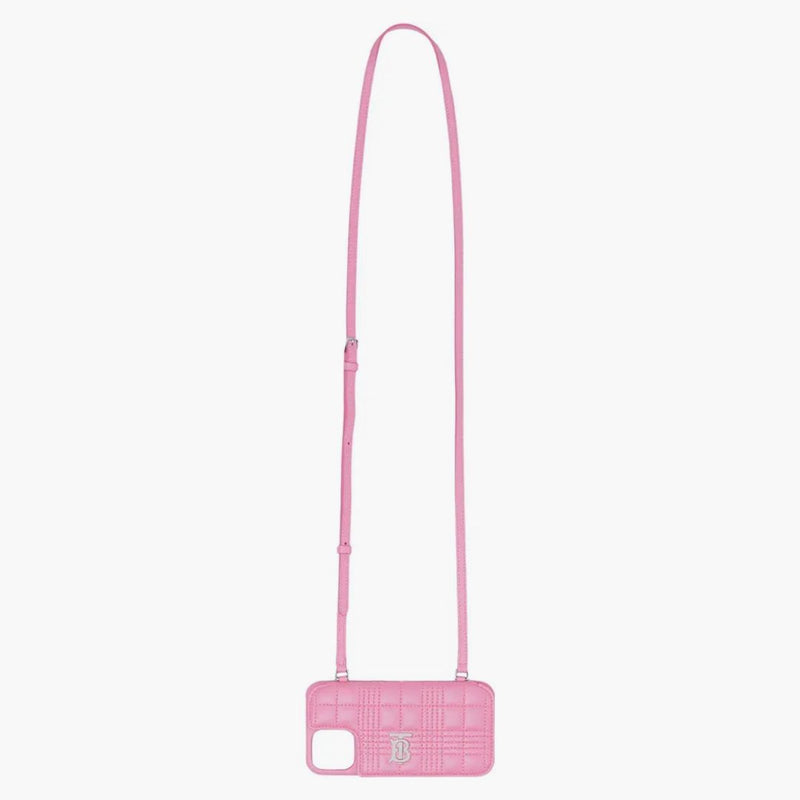 Burberry quiltad lammskinn lola iPhone 13 Pro telefonfodral med rems primrose rosa