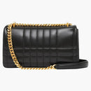 Burberry quiltad läder lola väska liten svart/guldton