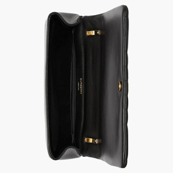 Burberry quiltad läder lola väska liten svart/guldton