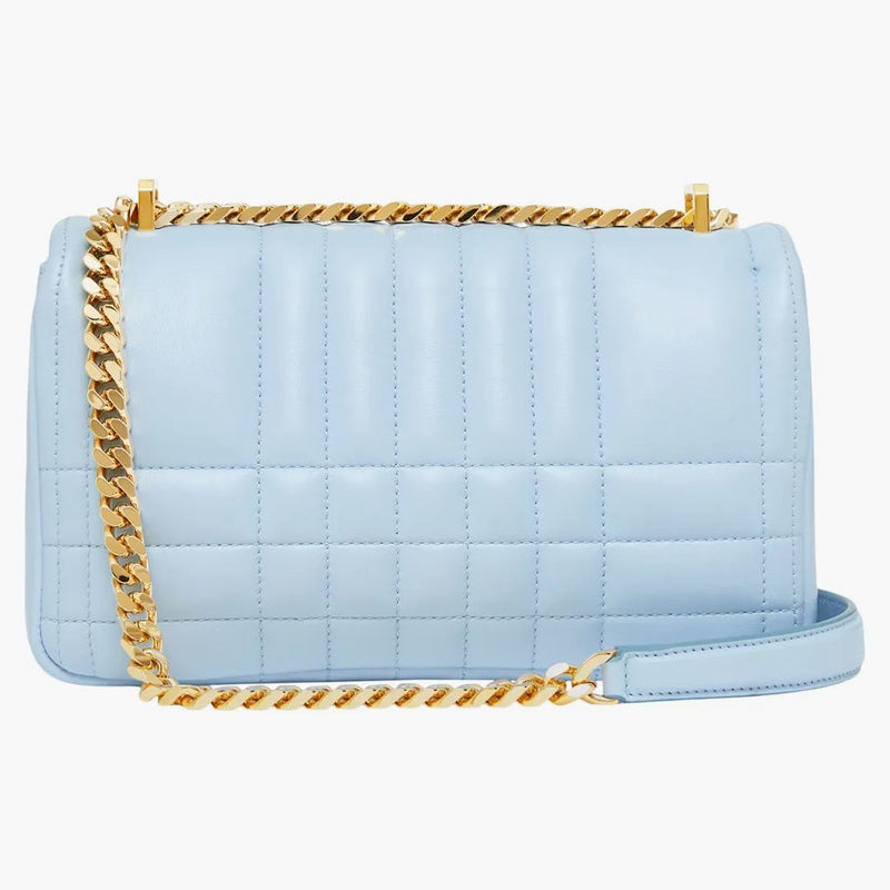 Burberry trapunted in pelle lola sacca piccola blu pallida
