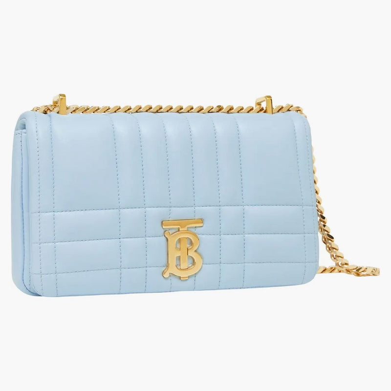Burberry trapunted in pelle lola sacca piccola blu pallida