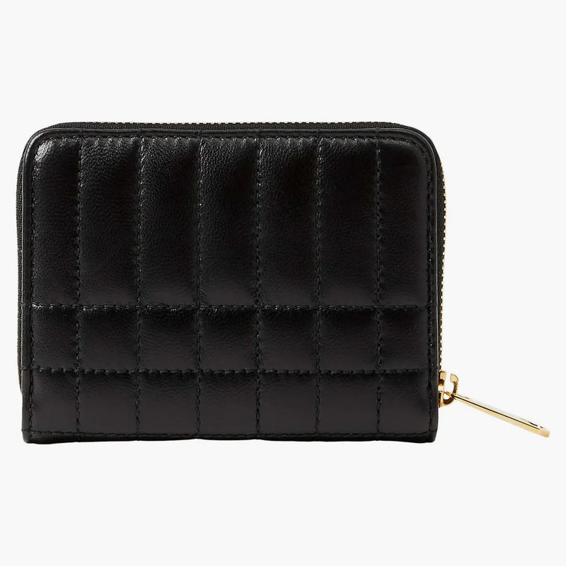 Burberry trapunted in pelle lola zip portafoglio nero /oro chiaro