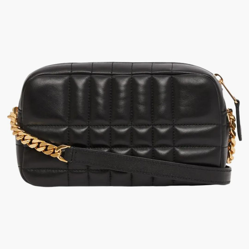 Burberry in pelle trapuntata mini lola camino nero/oro tono