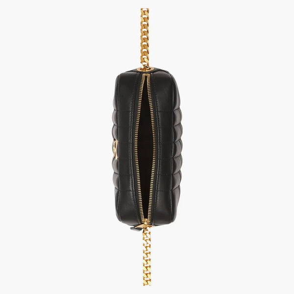 Burberry quiltad läder mini lola kamerapåse svart/guldton