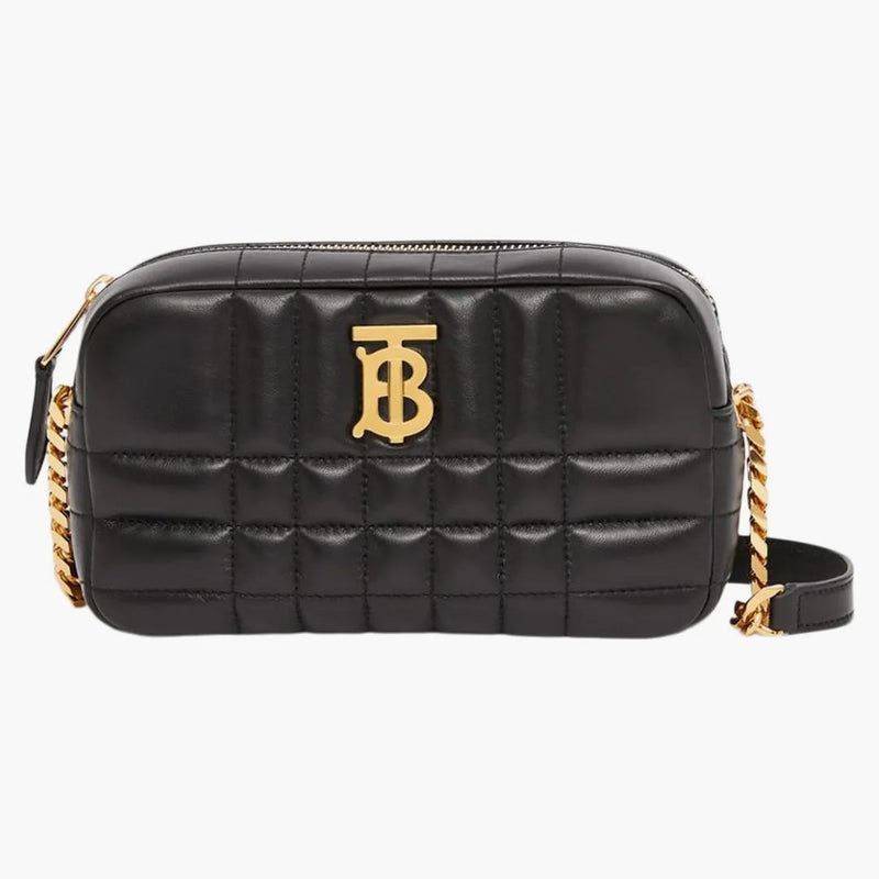Burberry in pelle trapuntata mini lola camino nero/oro tono