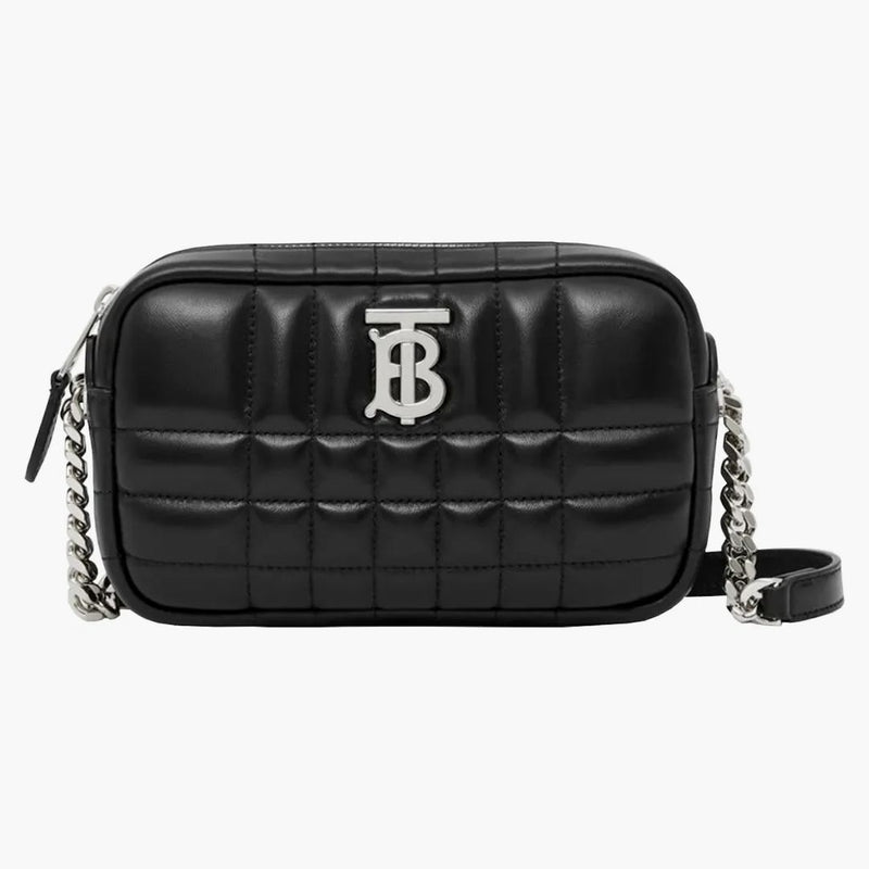 Burberry prošívaná kůže Mini Lola Came Bag Black/Silver-Tone