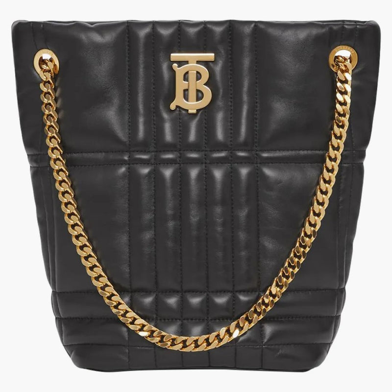 Burberry prošívaná kůže Malá lola kbelíková taška černá/zlatý tóne