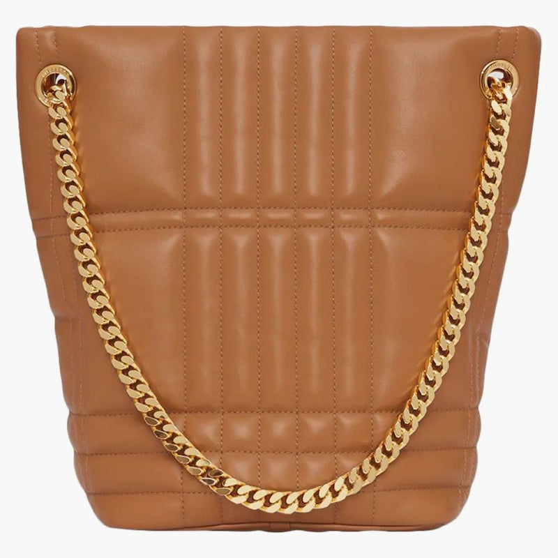 Burberry prošívaná kůže Malá lola kbelíková taška javorová hnědá/zlatý tóne
