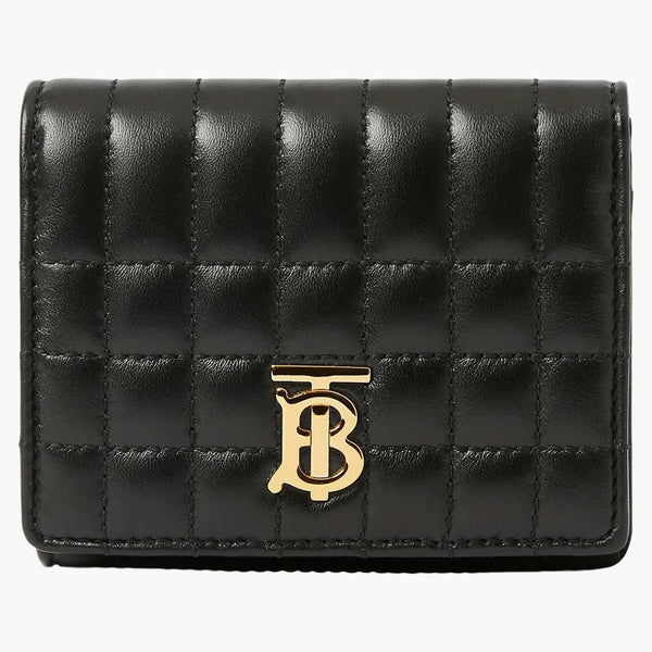 Burberry Quilted Leather Small Lola Folding Wallet Black /light Gold
