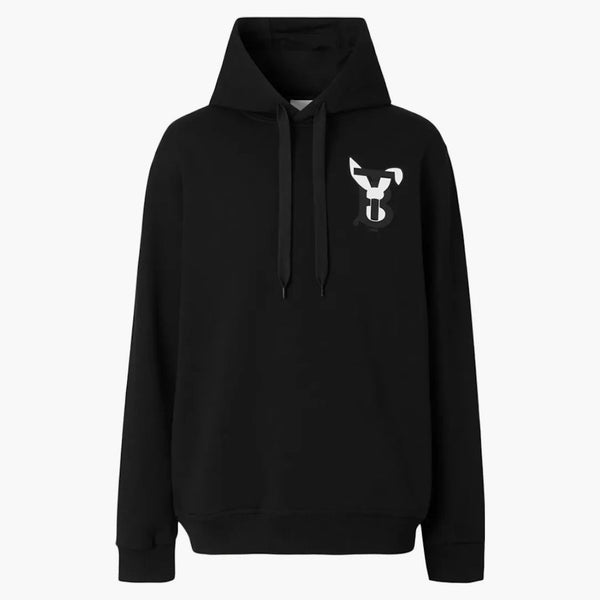 Burberry Rabbit Logo-Print Cotton Hoodie Black/White