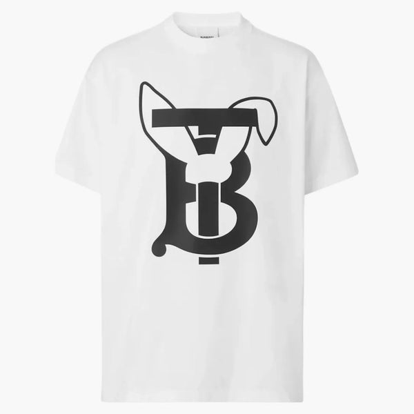 T-shirt in cotone logo-stampa di coniglio Burberry bianco/nero